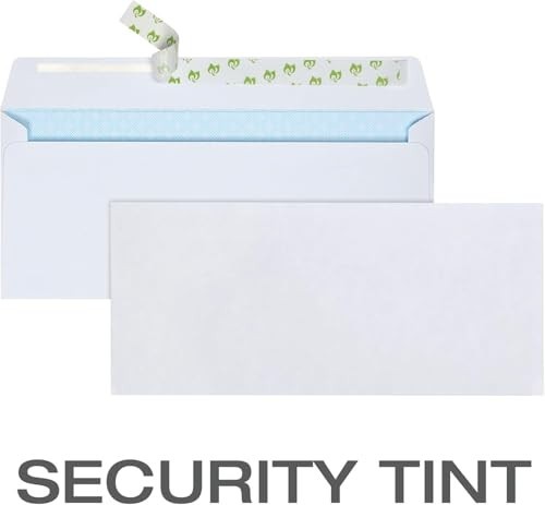#10 Security Envelopes 4.125×9.5 Inch Self Seal 24lb White Wove 1500 Pack for