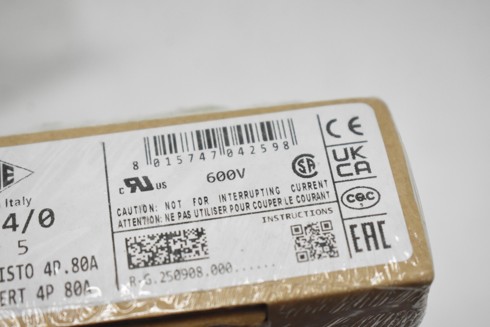 ILME CXM 4/0 4-Pole 80A Screw Insert Connector Blocks Gray Qty 5 600V Italy