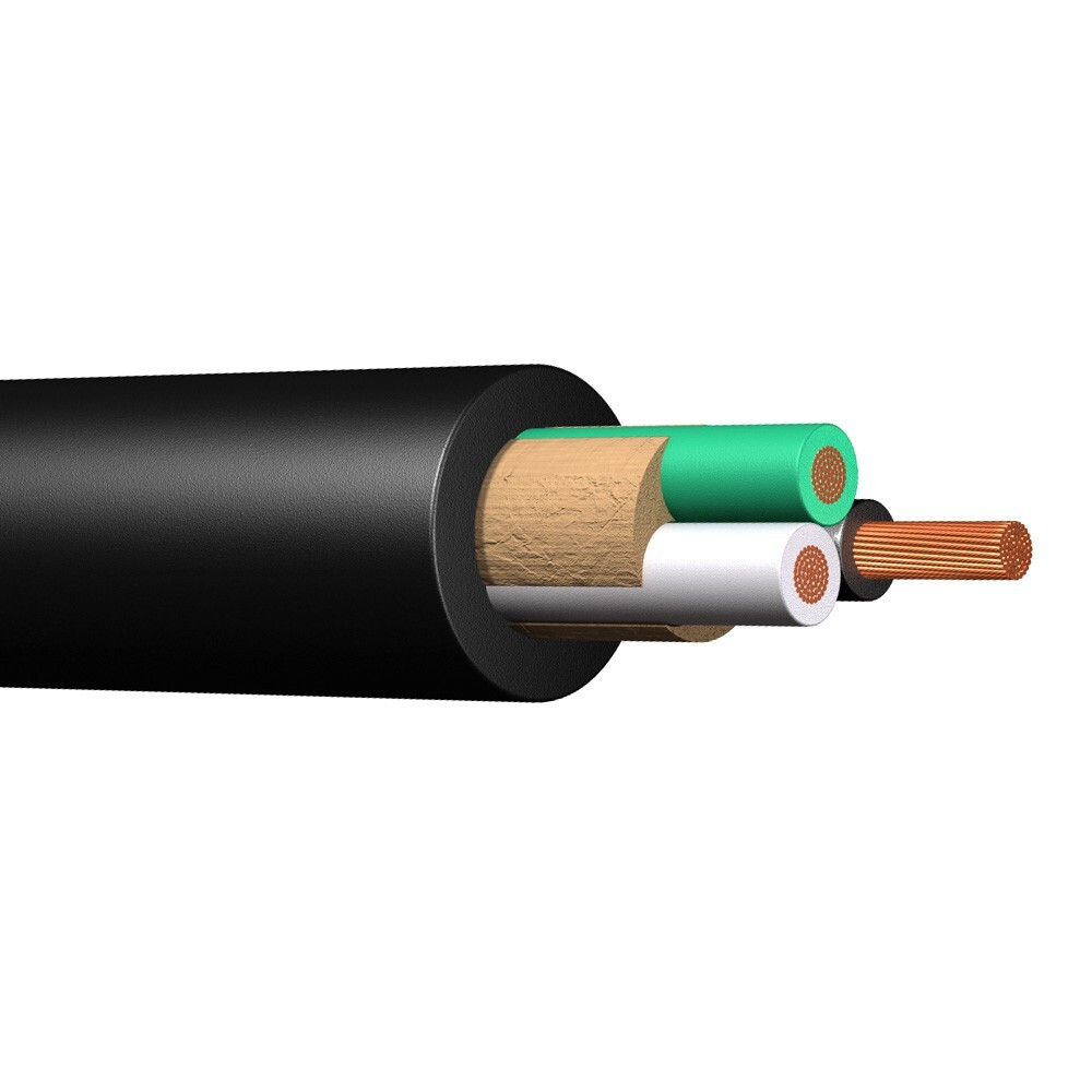 100′ 12/3 SEOOW Portable Power Cable Black TPE Jacket 600V