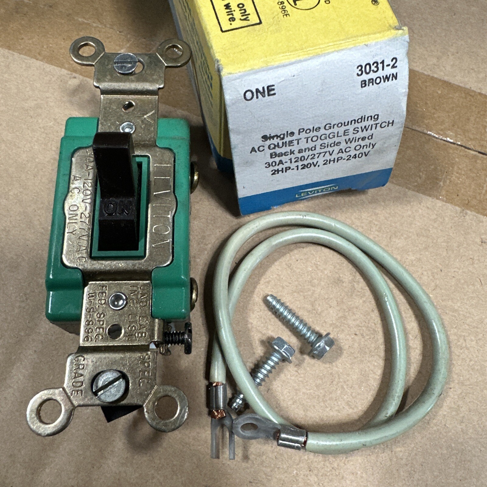 🔴(QTY 2) Leviton 3031-2 Brown 30A 120/277V Single-Pole Toggle Light Switch‼️