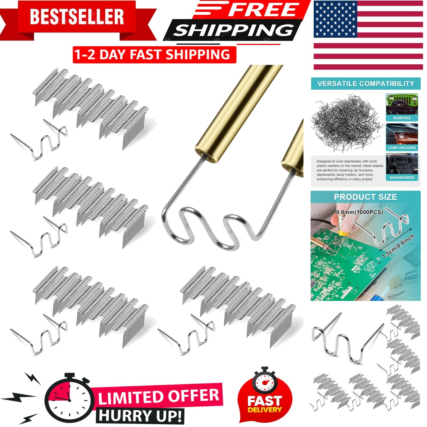 1000PCS Welding Rods Hot Staples Plastic Repair Machine Welding Staples for Hot