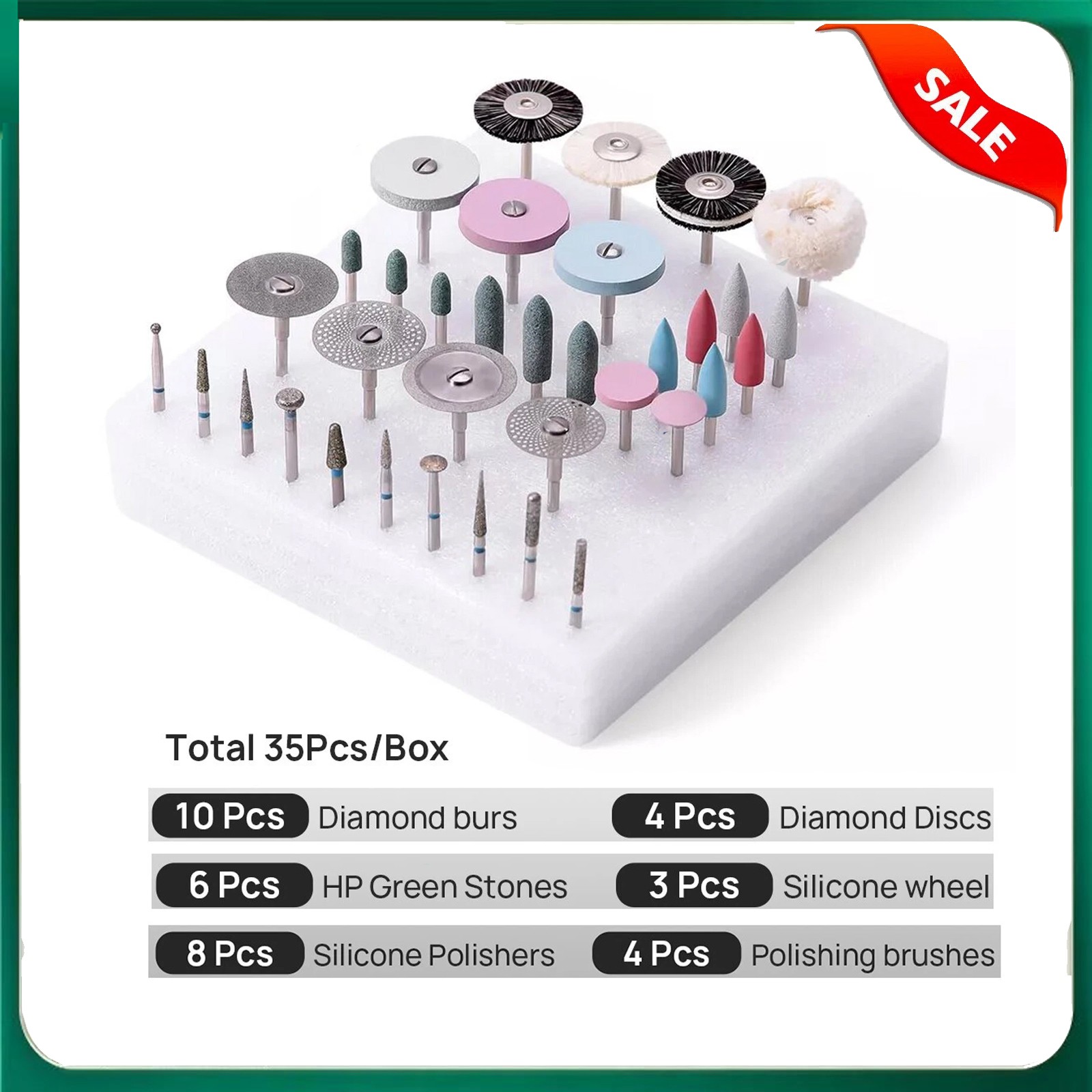 Dental Composite Polishing Kit Diamond RA HP Polisher Burs F Contra Angle 2.35mm