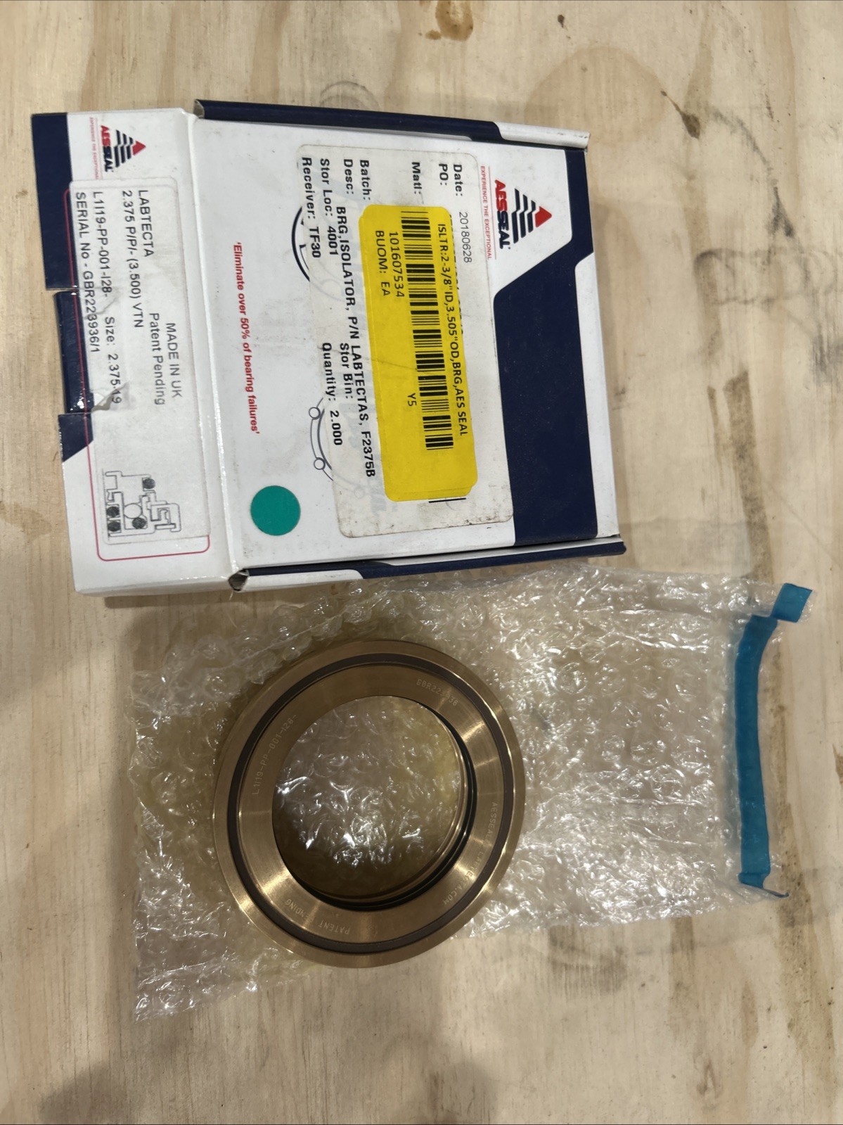 LabTecta Bearing Isolator 2.375” ID x 3.800” OD | PN F29758 | Viton | NEW