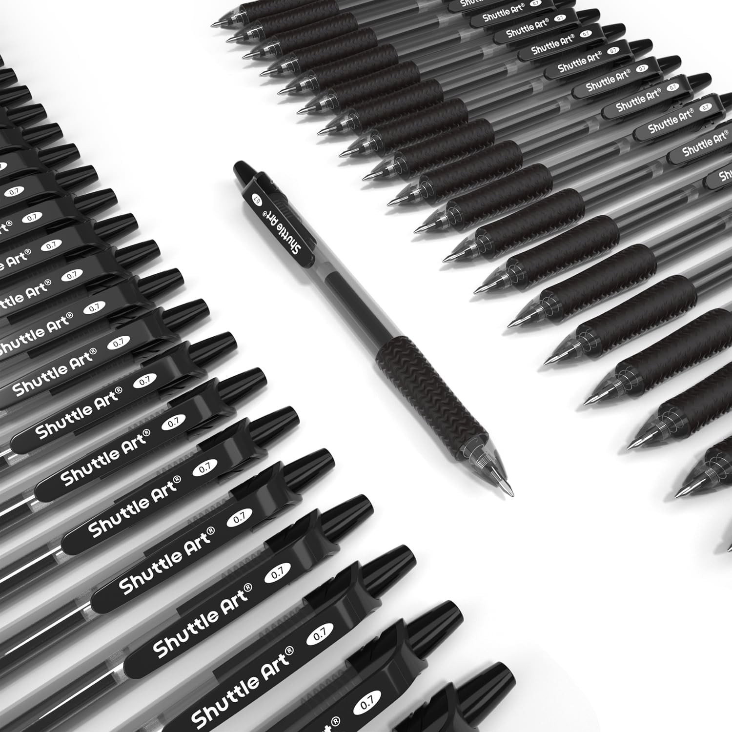 Shuttle Art Black Gel Pens, 100 Pack Retractable 1 Count (Pack of 100),