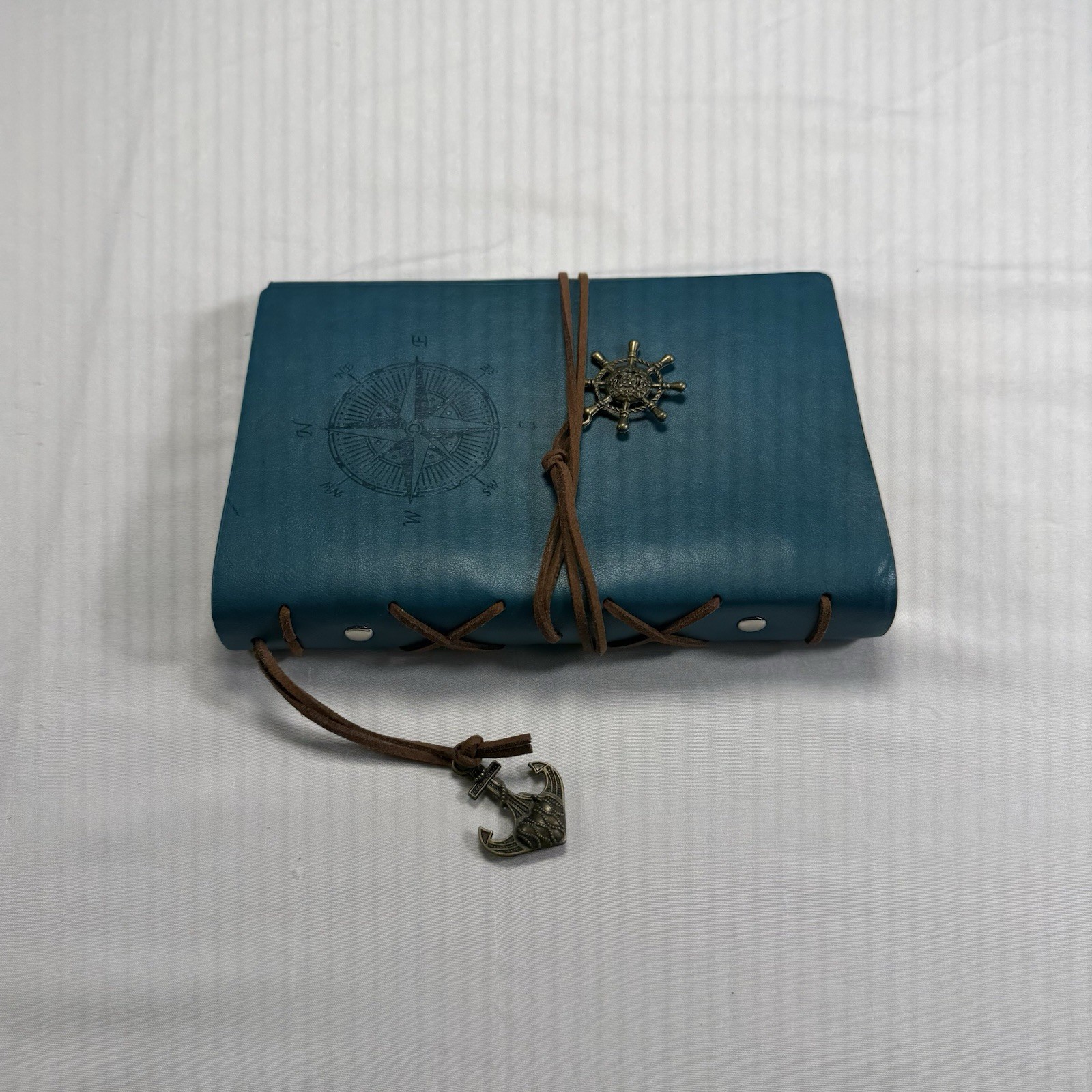 Blue Faux Leather Journal Scrapbook Anchor Compass Pages Refillable