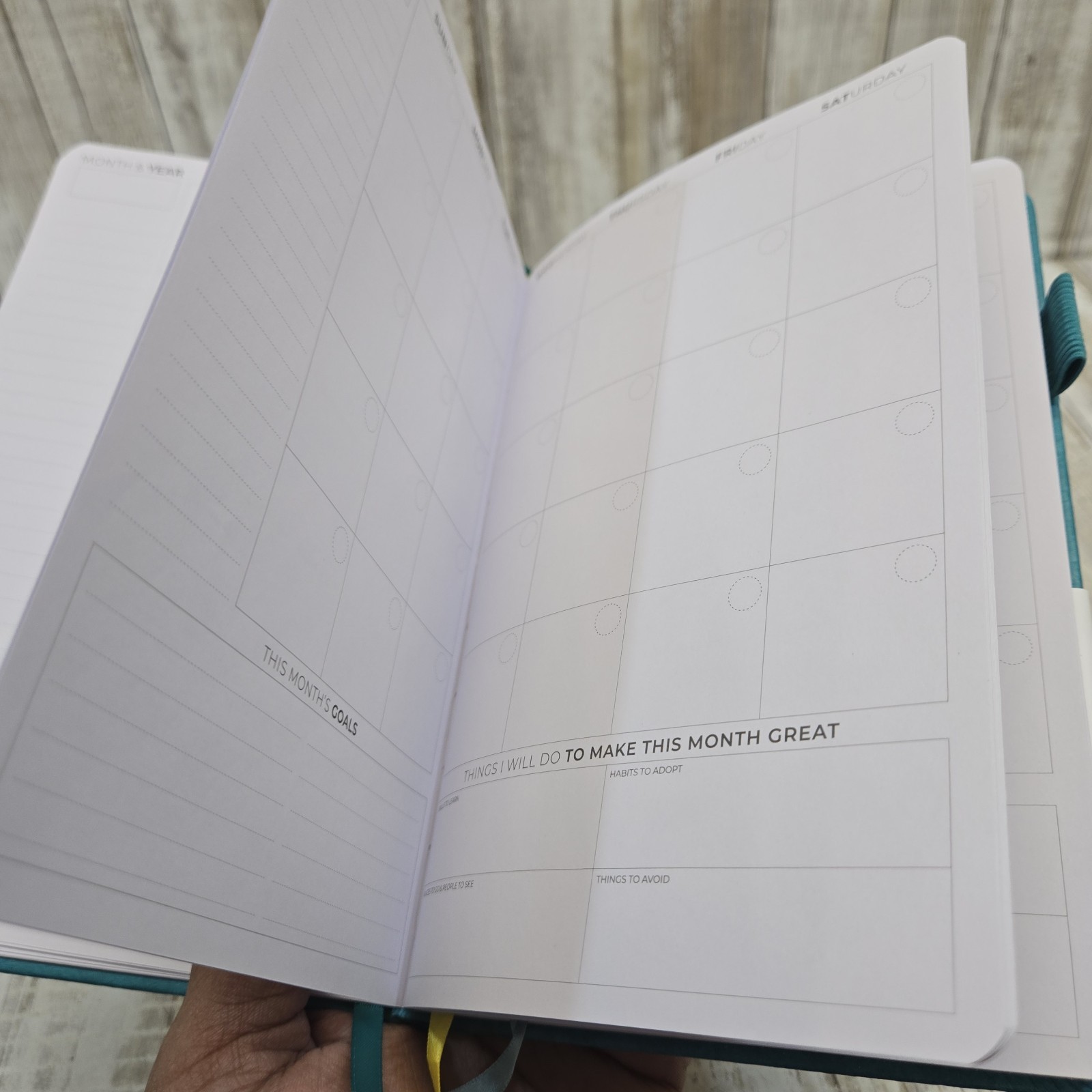 Clever Fox Hourly Weekly Monthly Planner Undated Turquoise With 6 Sticker Sheets