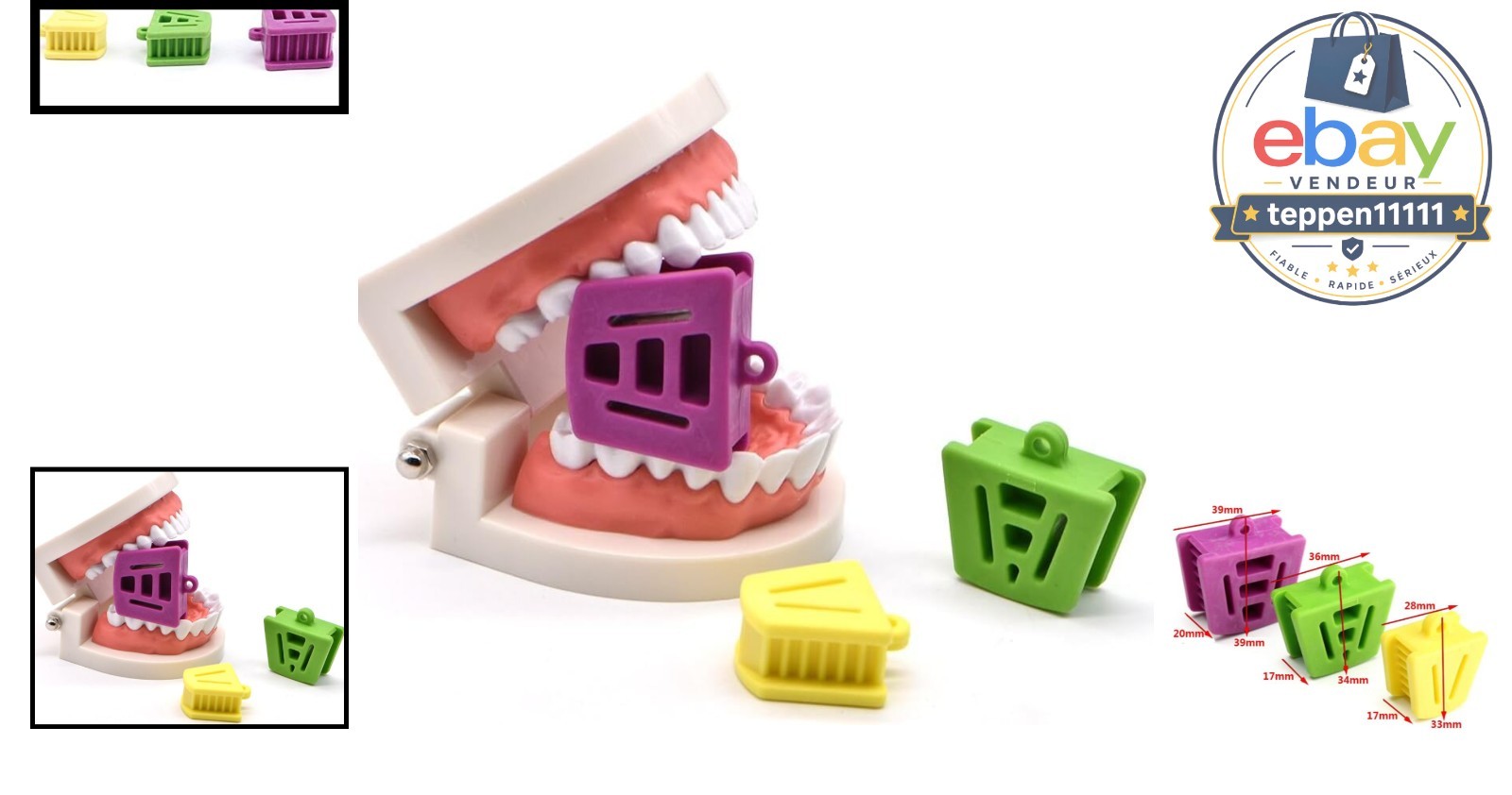 Dental Mouth Prop Orthodontic Bite Block 3 Pcs Set