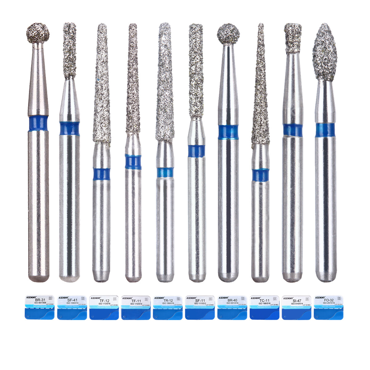 AZDENT Dental Diamond FG Burs Dills Composite/Polishing for High Speed Handpiece