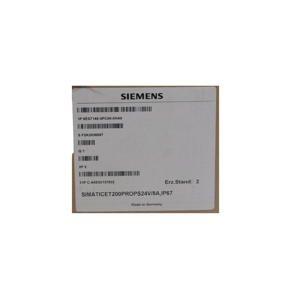 Siemens 6ES7148-4PC00-0HA0 SIMATIC ET200pro Power Supply New NFP