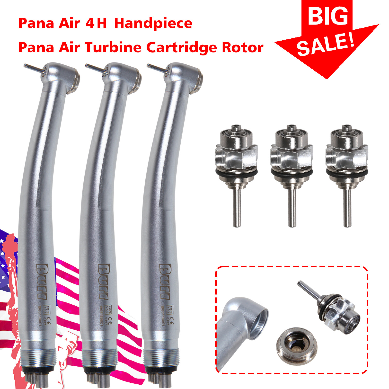 1-10Pcs NSK Style Dental High Speed Handpiece U3BM 4Hole/ Cartridge Turbine