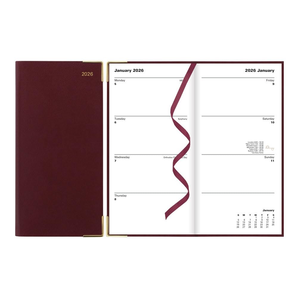 Letts of London® 2026 Classic Weekly/Monthly 6.625″ x 3.25″, Burgundy