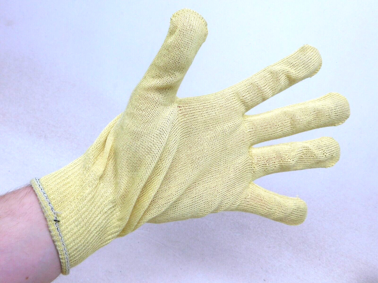 12 PAIR-1 DOZEN YELLOW STRING KNIT POLY COTTON WORK GLOVES PAIRS LARGE L-XL (HR)