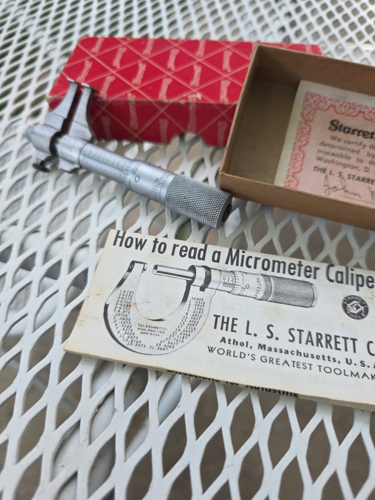 Starrett 701A Inside Groove Micrometer 0.500-1.500 in Box Very Nice Condition