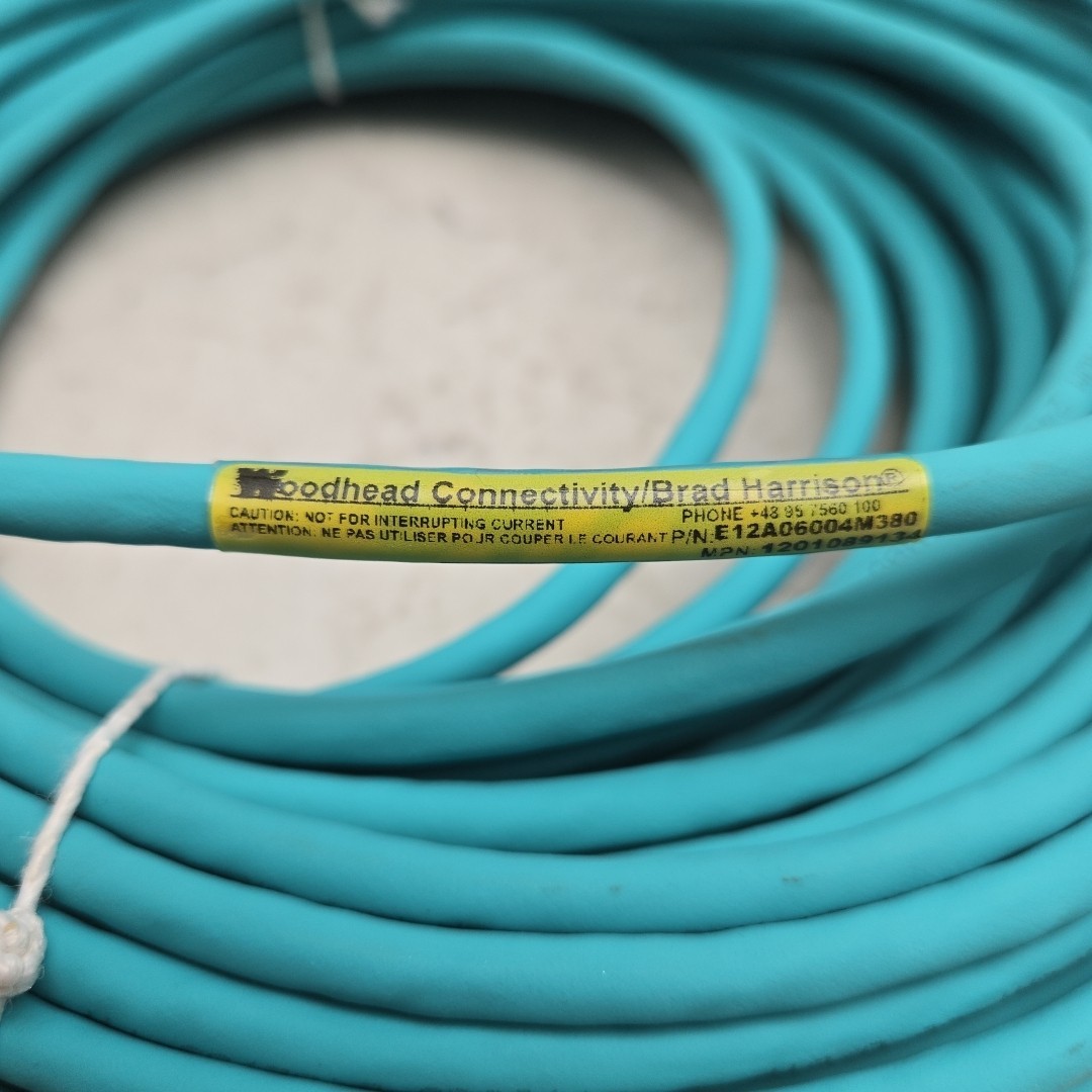 Woodhead 1201089134 M12 Ethernet Cable Assembly 48V 0.5A 38M E12A06004M380 New