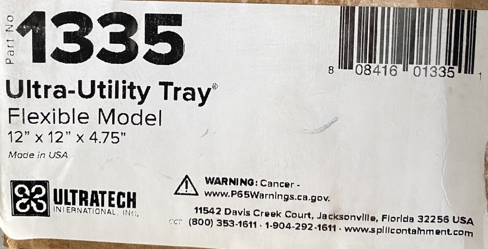 ULTRATECH 1335 Spill Tray,4-3/4 In. H,12 In. L,12 In. W 10D418