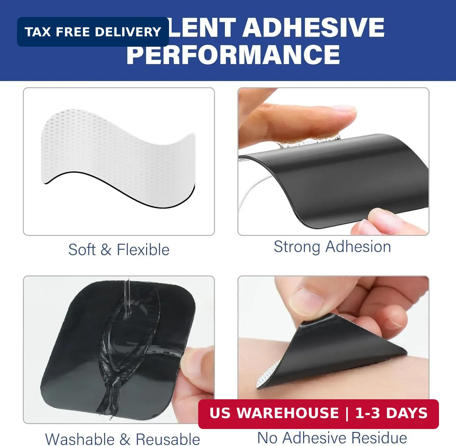 TENS Unit Electrode Pads, 10PCS 2″x 3.5″ Large TENS Self-Adhesive Electrodes Pad