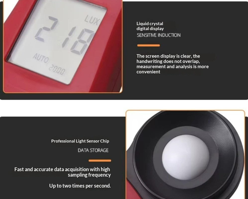 HS1330 Digital Light Luxmeter 1-200,000Lux Luminometer 1Lux 0.1Lux 0.01Lux