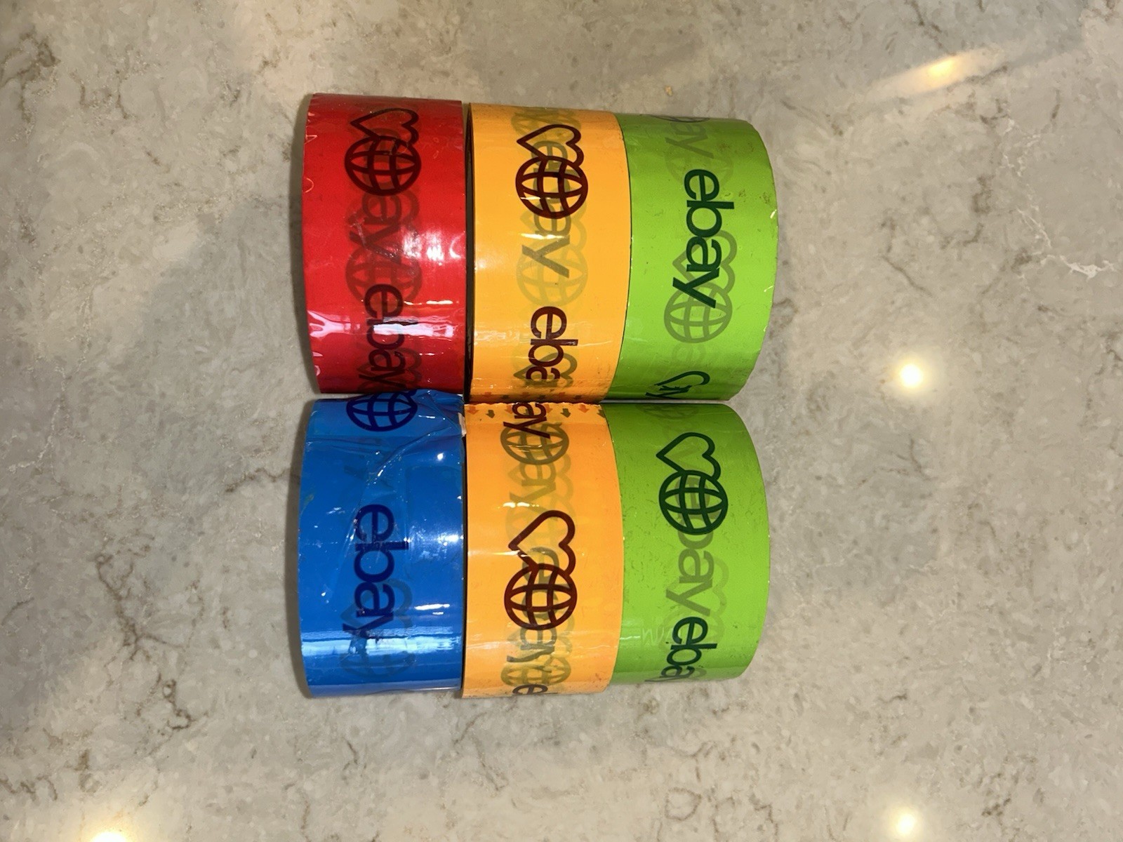 Ebay Branded Bright Colored Packaging Tape 2” x 75 Yards NEW Lot Of 6