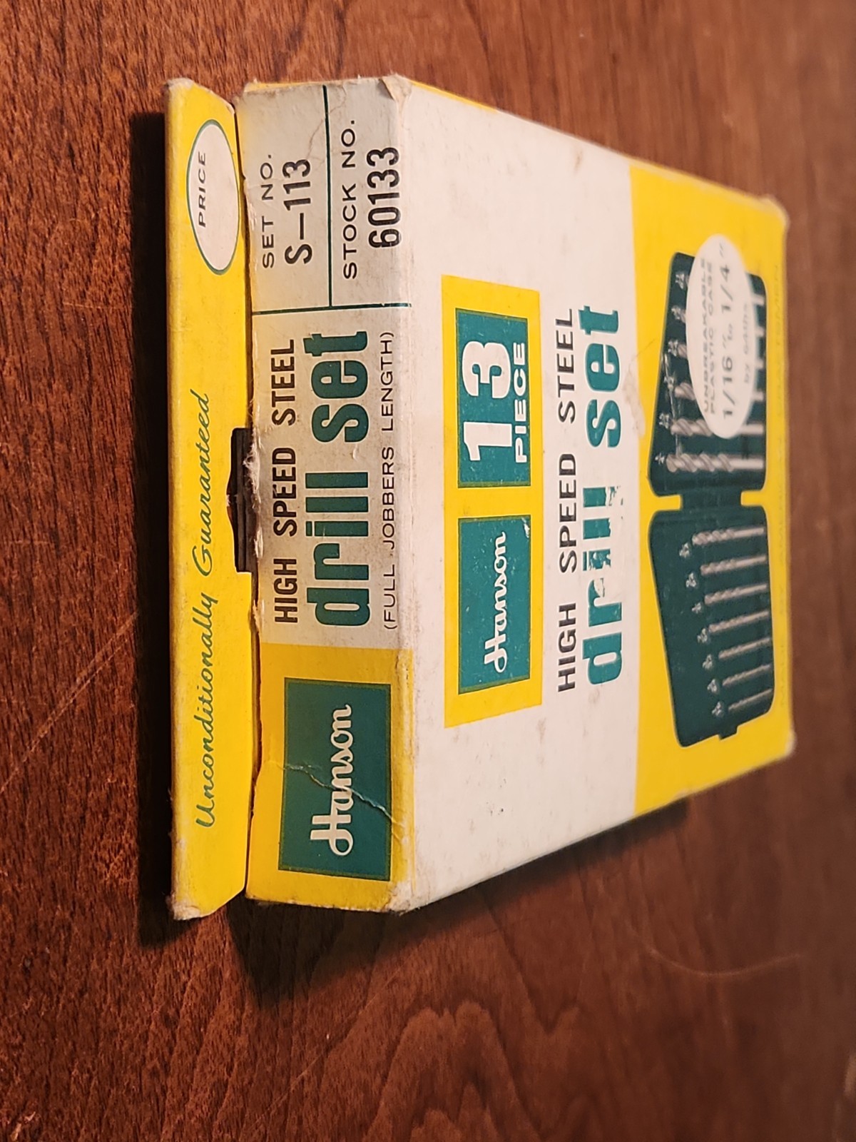Hanson High Speed Steel Drill Set Full Jobbers Length S-113 Sizes 1/16″ to 1/4″