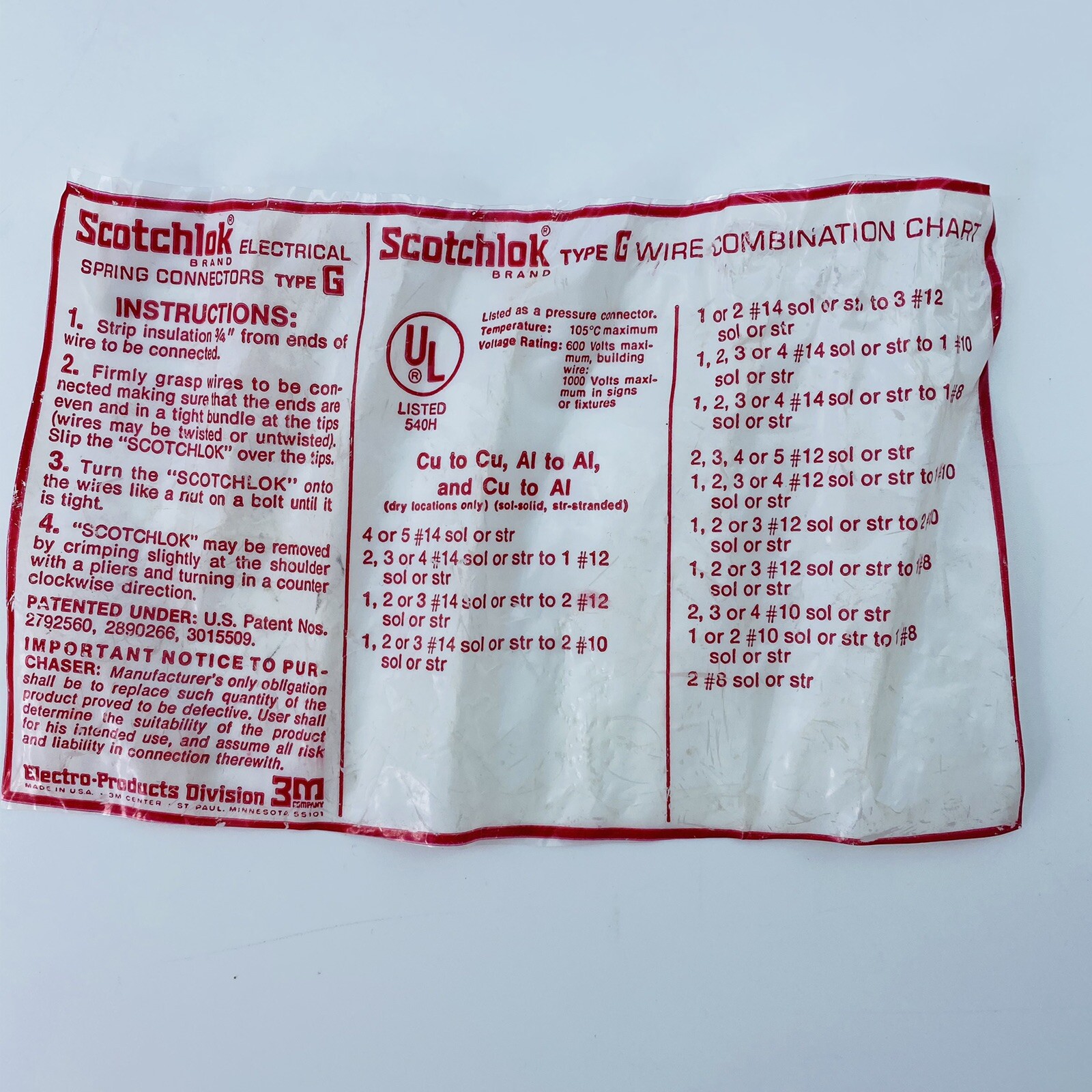Lot/25 3M G Scotchlok Electrical Spring Connector Twist-On Wing NOS