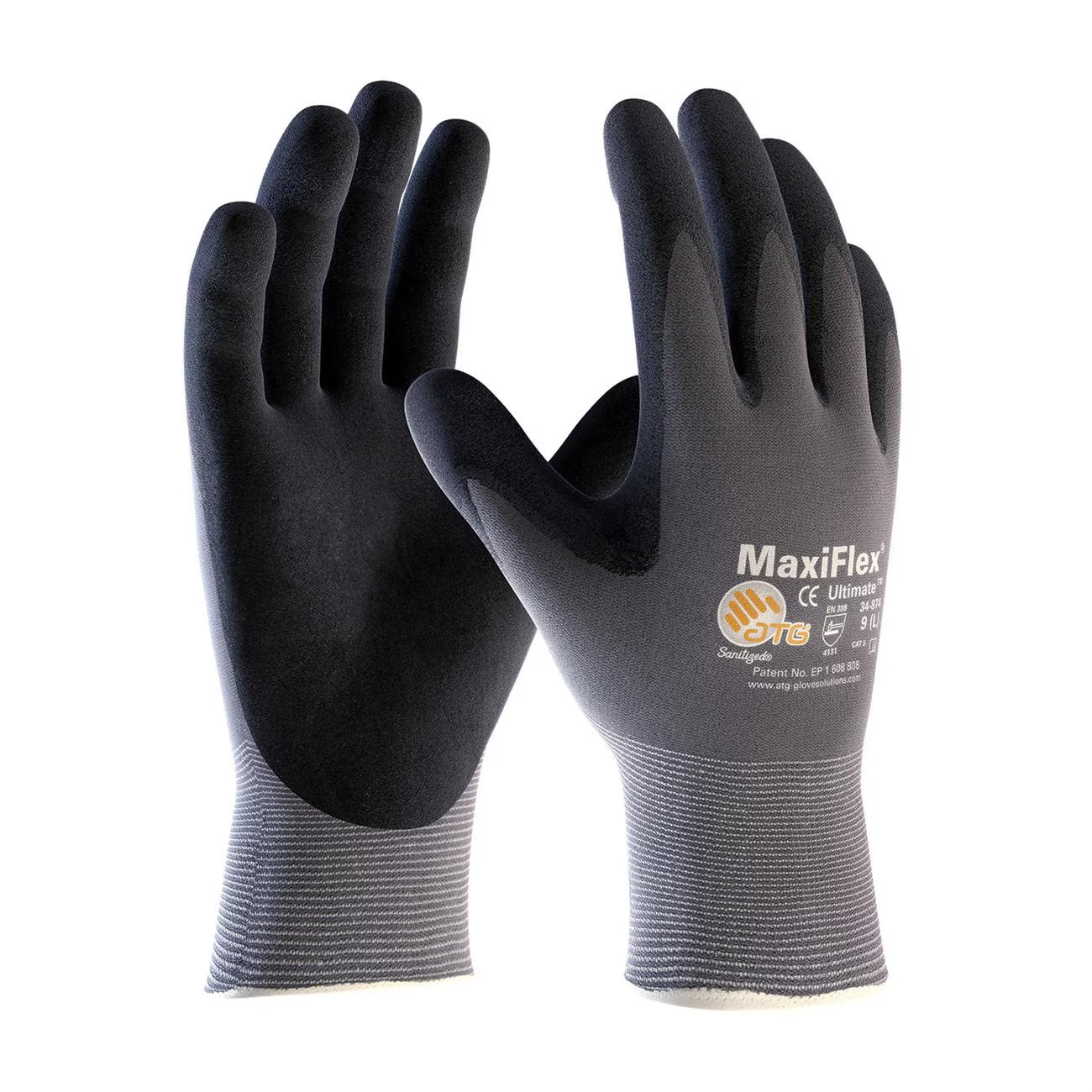34-874/XL PIP G-Tek Maxiflex Nitrile Gloves, X Large, Black Coated Protective