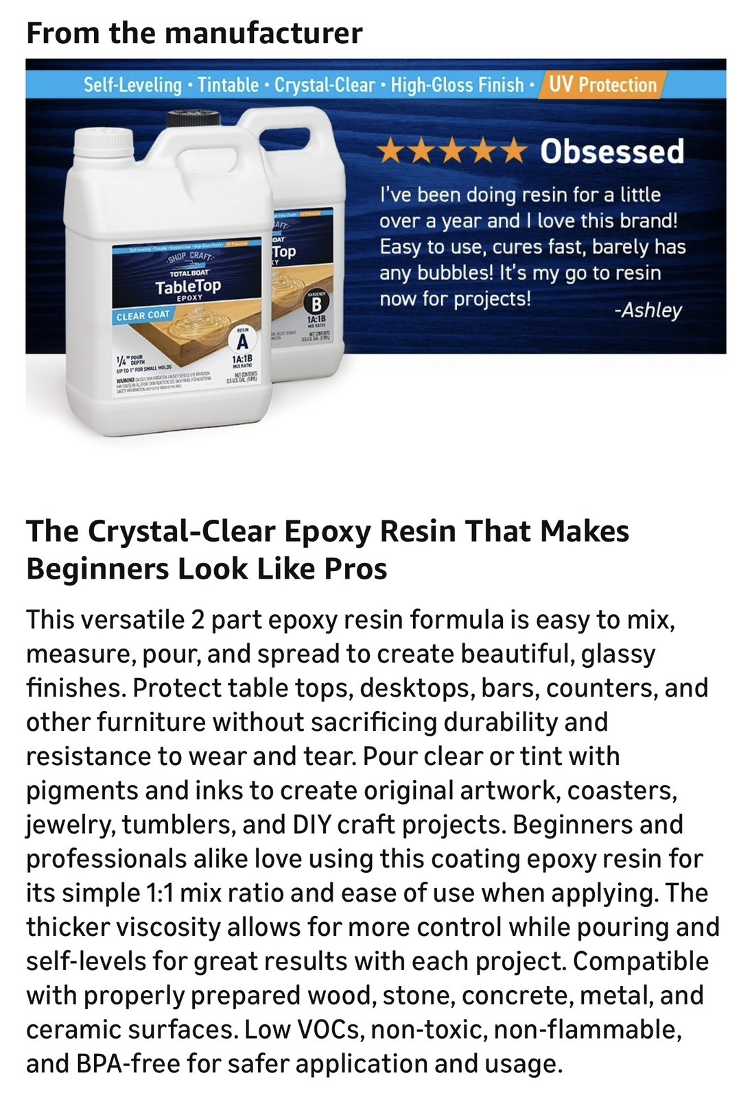 TotalBoat Table Top Epoxy Resin Kit – 2 Gallon Crystal Clear Epoxy with High