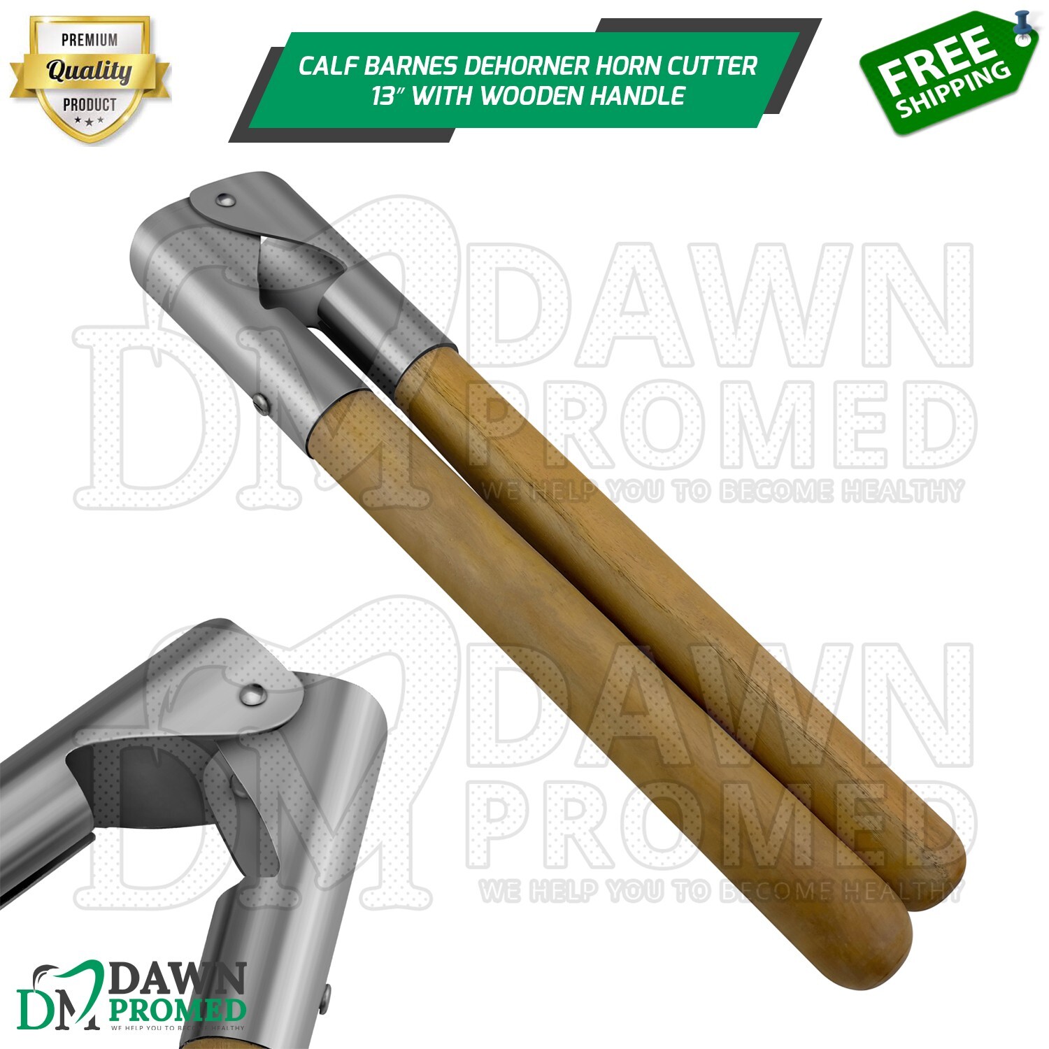 Barnes Dehorner Calf Horn Cutter 13″ With Wooden Handle Veterinary Farming Tool