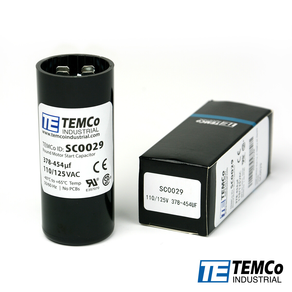 TEMCo 378-454 uf/MFD 110-125 VAC volts Round Start Capacitor 50/60 Hz -Lot-1
