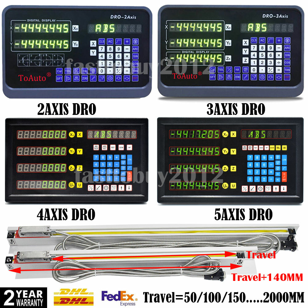 ToAuto Digital Readout DRO Display 5µm Linear Scale Glass Sensor Lathe Mill EDM