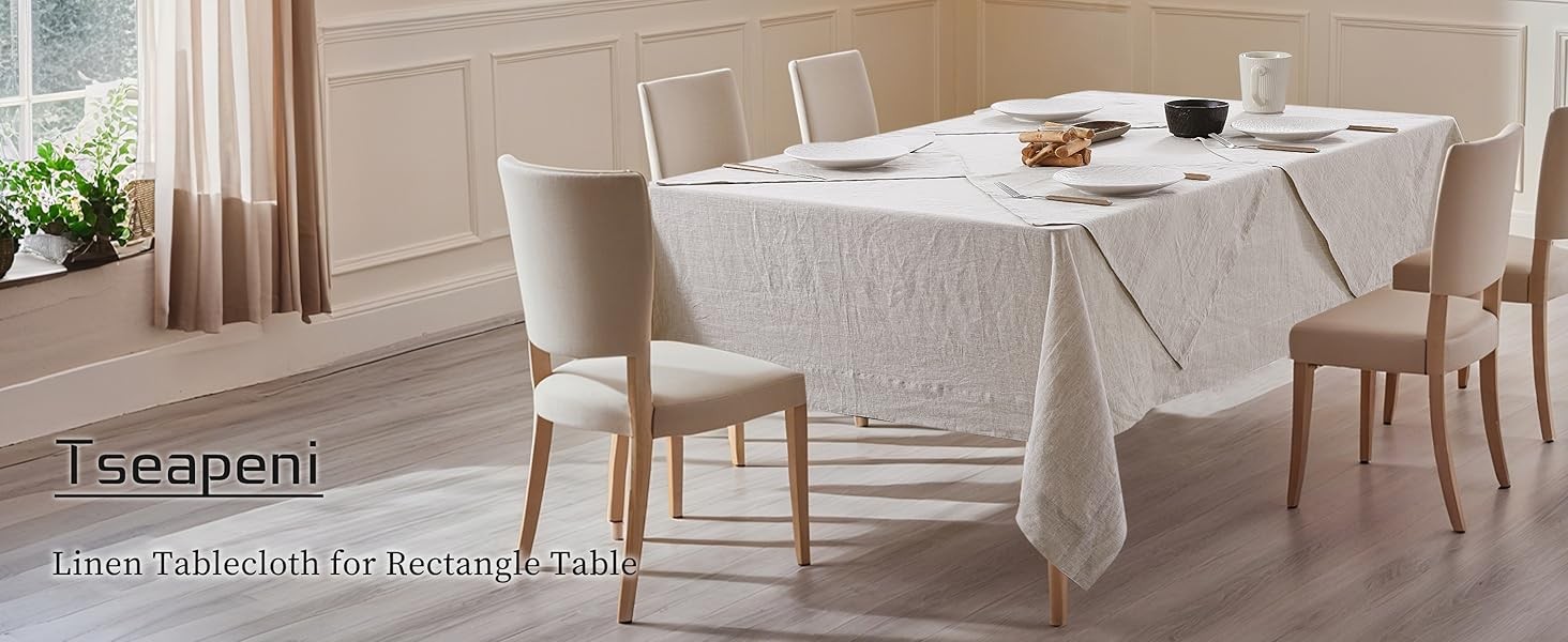 Linen Tablecloth 100% Pure Linen Table Cloth for Rectangle Tables Machine