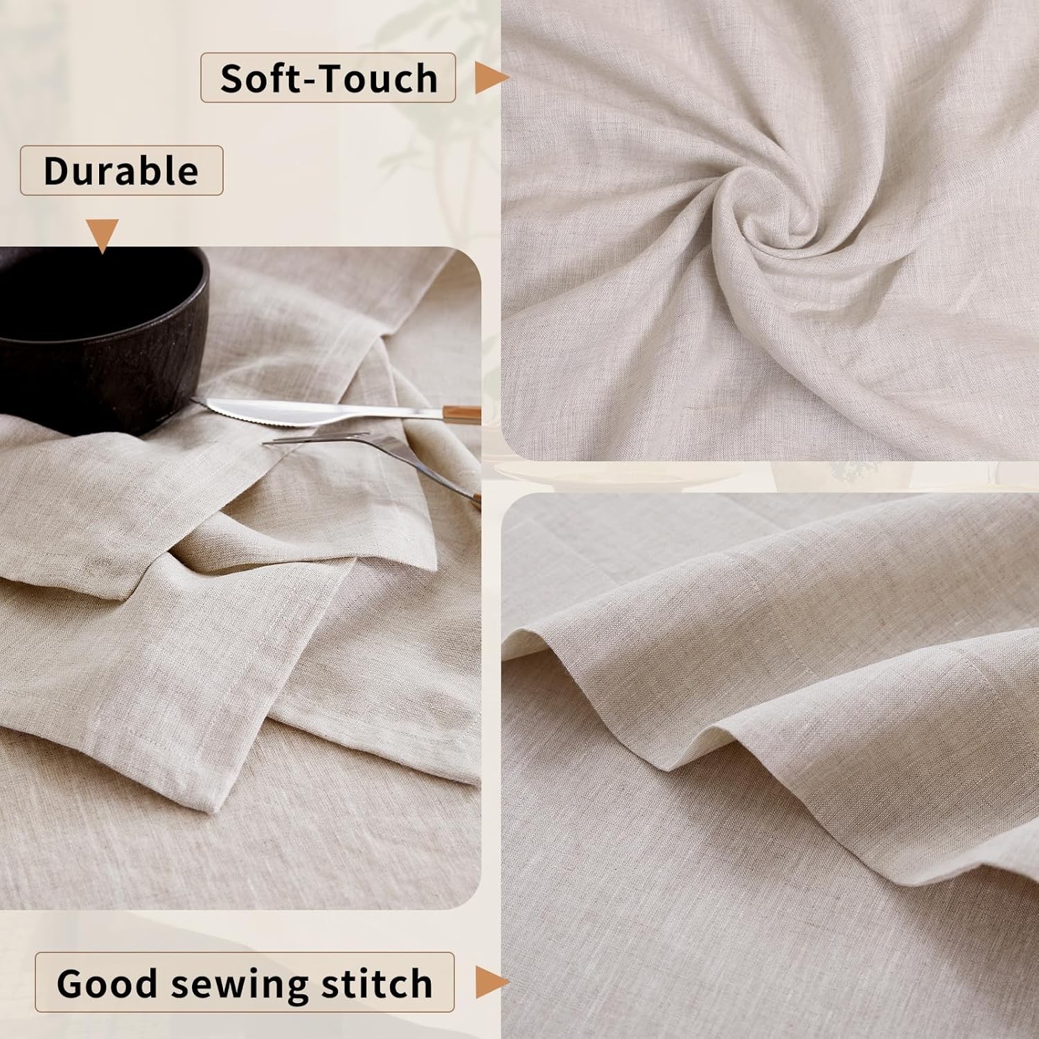 Linen Tablecloth 100% Pure Linen Table Cloth for Rectangle Tables Machine
