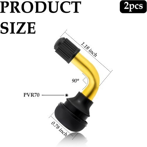 2PCS 90 Degree Valve Stem Motorcycle, Tubeless Valve Stems with Snap-in Rubber B