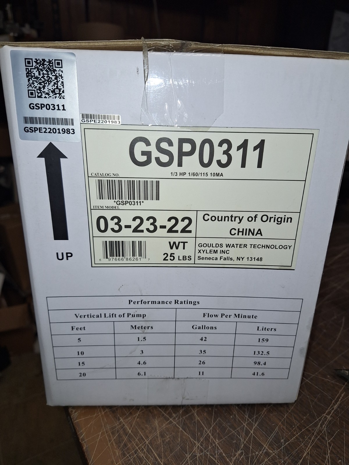 Goulds GSP0311 1/3HP Submersible Sump Pump 1/60-115v with float switch