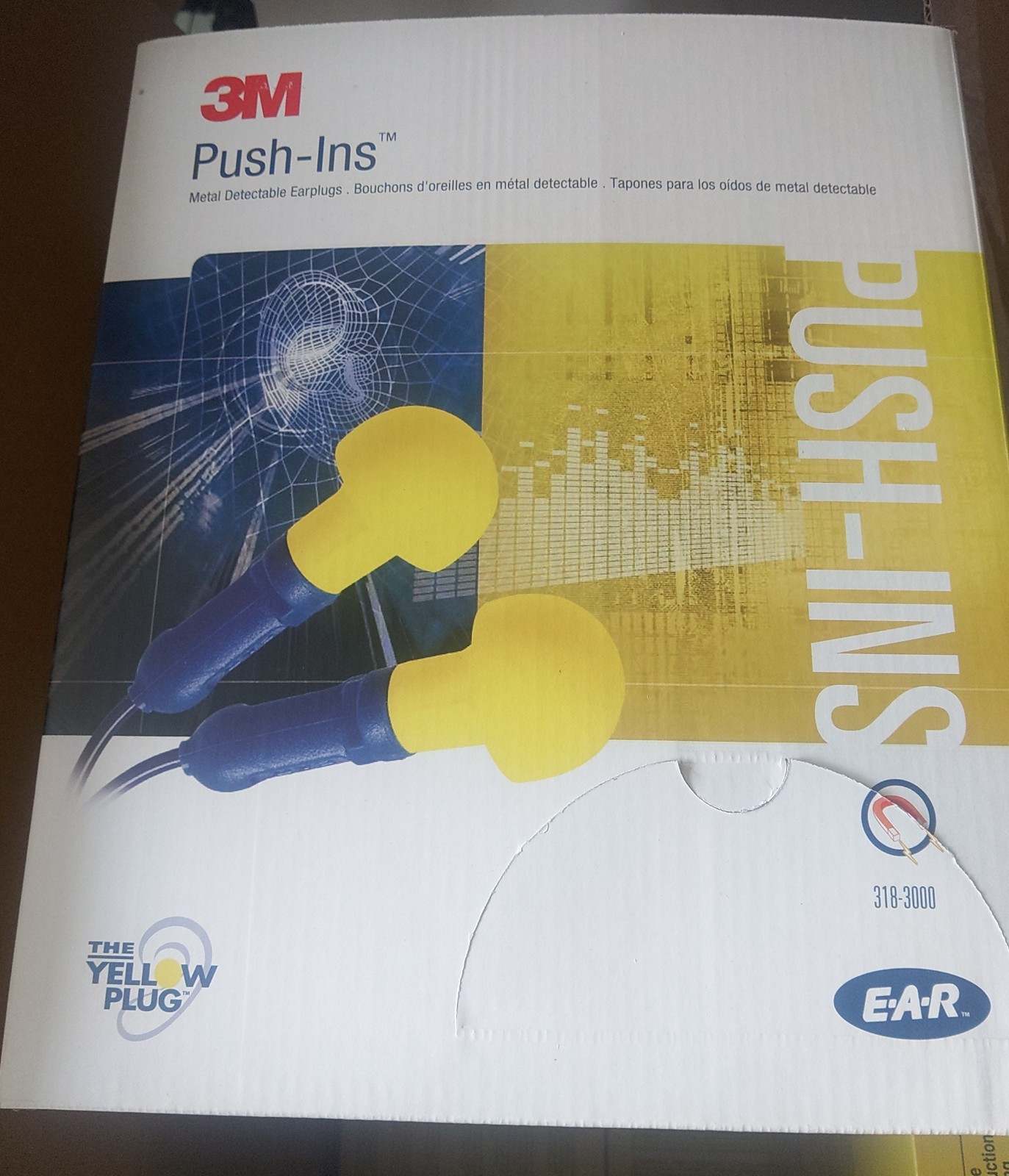 3M Push-Ins Earplugs 318-3000 Corded PolyBag 200 Pairs