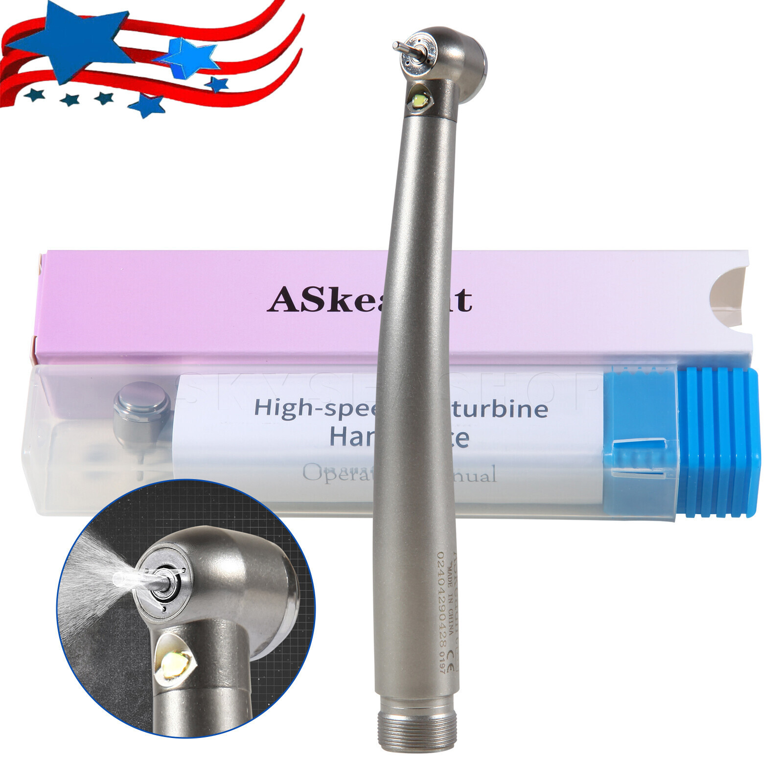 Dental E-generator LED Push Button High Speed Handpiece 2 holes Borden