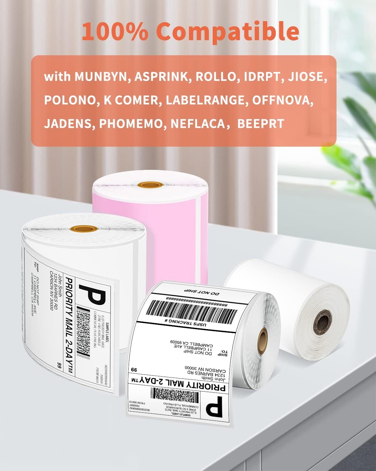500/1000pcs 4×6 Direct Thermal Shipping Label Compatible with PHOMEMO/MUNBYN Lot