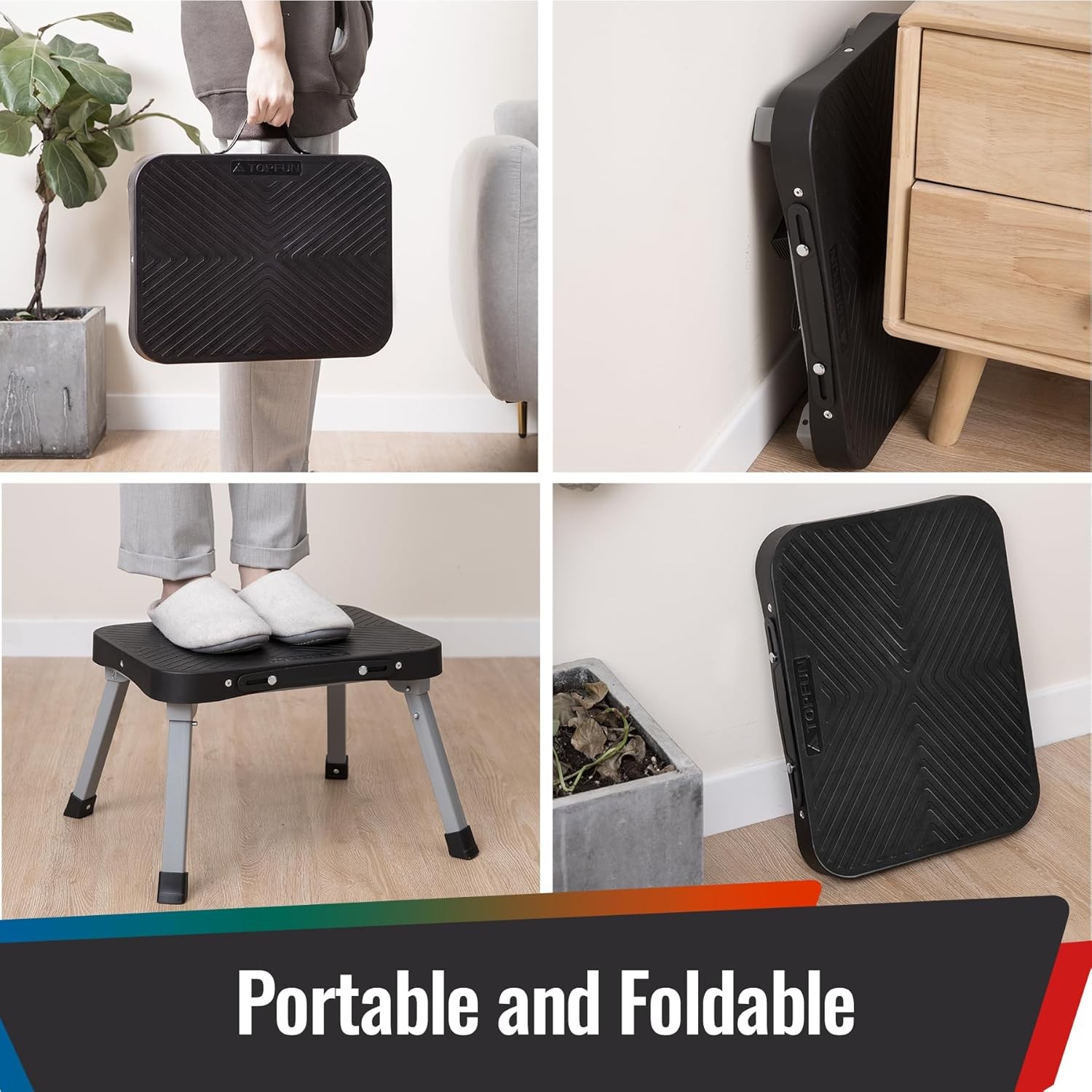 11 Inch Folding Step Stool Non-Slip Large Platform Steel Frame