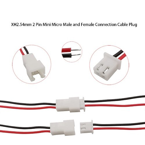 40 Pairs XH2.54mm 2 Pin Male Female Connector Plug Red Black Ter Size: 2.54 mm