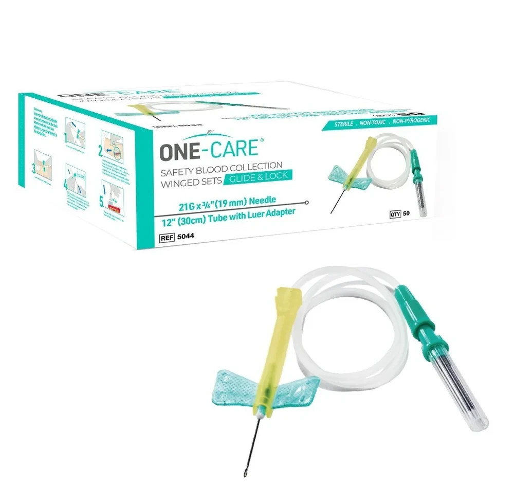 One-Care 21g Safety Butterfly Set w/Luer Adapter 50/BX Exp 08/2027
