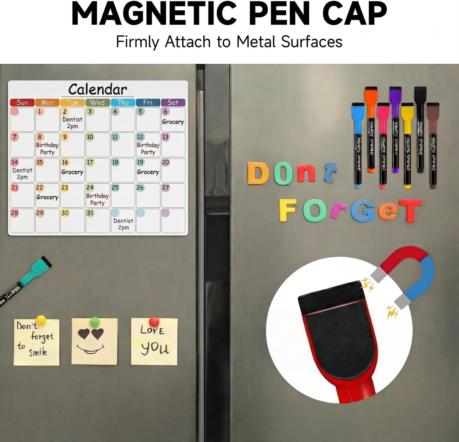 Magnetic Dry Erase Markers Fine Tip – 12 Colors Whiteboard Markers with Eraser