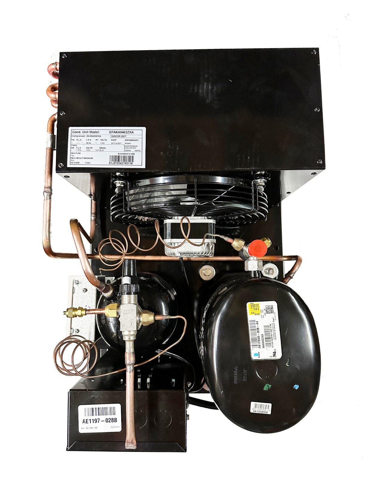 Indoor Condensing Unit QT AKA9462ZXA Unit 3/4 HP, R404A Med Temp 115V/1PH