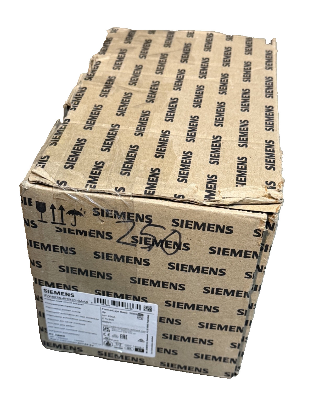 NEW Siemens 3VA6225-6HN31-0AA0 3p 250a 65k – LSI Trip Unit – New Surplus