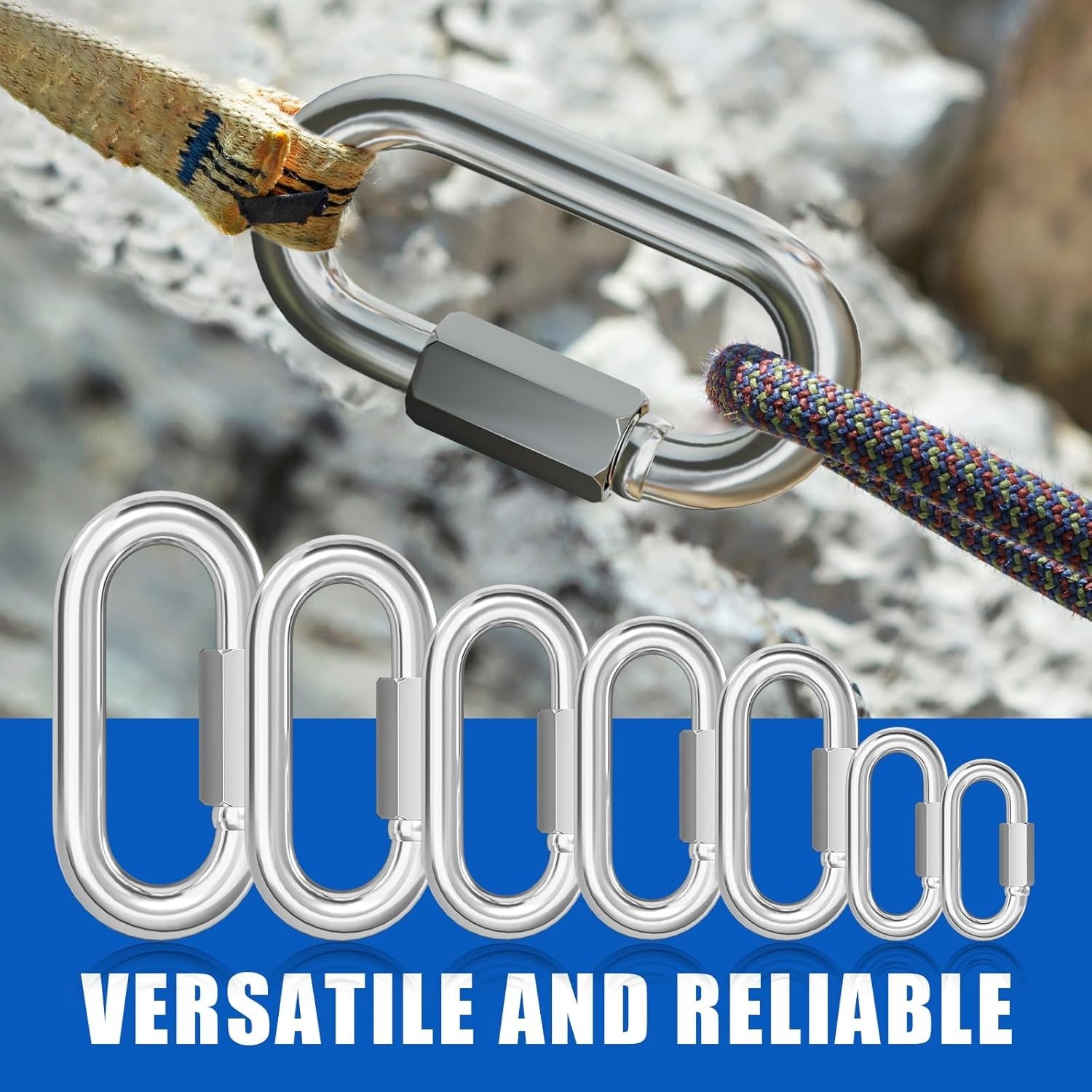 10PCS M5 3/16 Quick Link Chain Connector 304 Stainless Steel Screw Carabiner