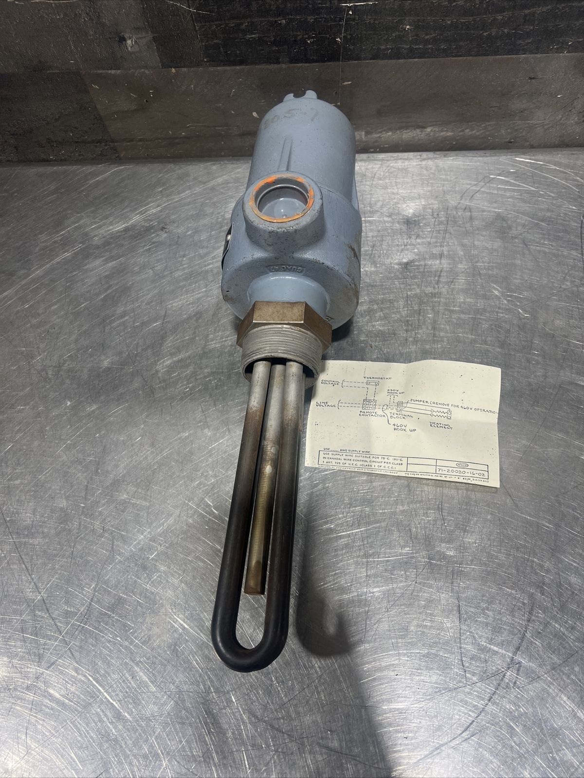 Nos Surplus INDEECO Immersion heater Cat No 25-SSTA-4C-E 230V 1875 Watts 1 ph