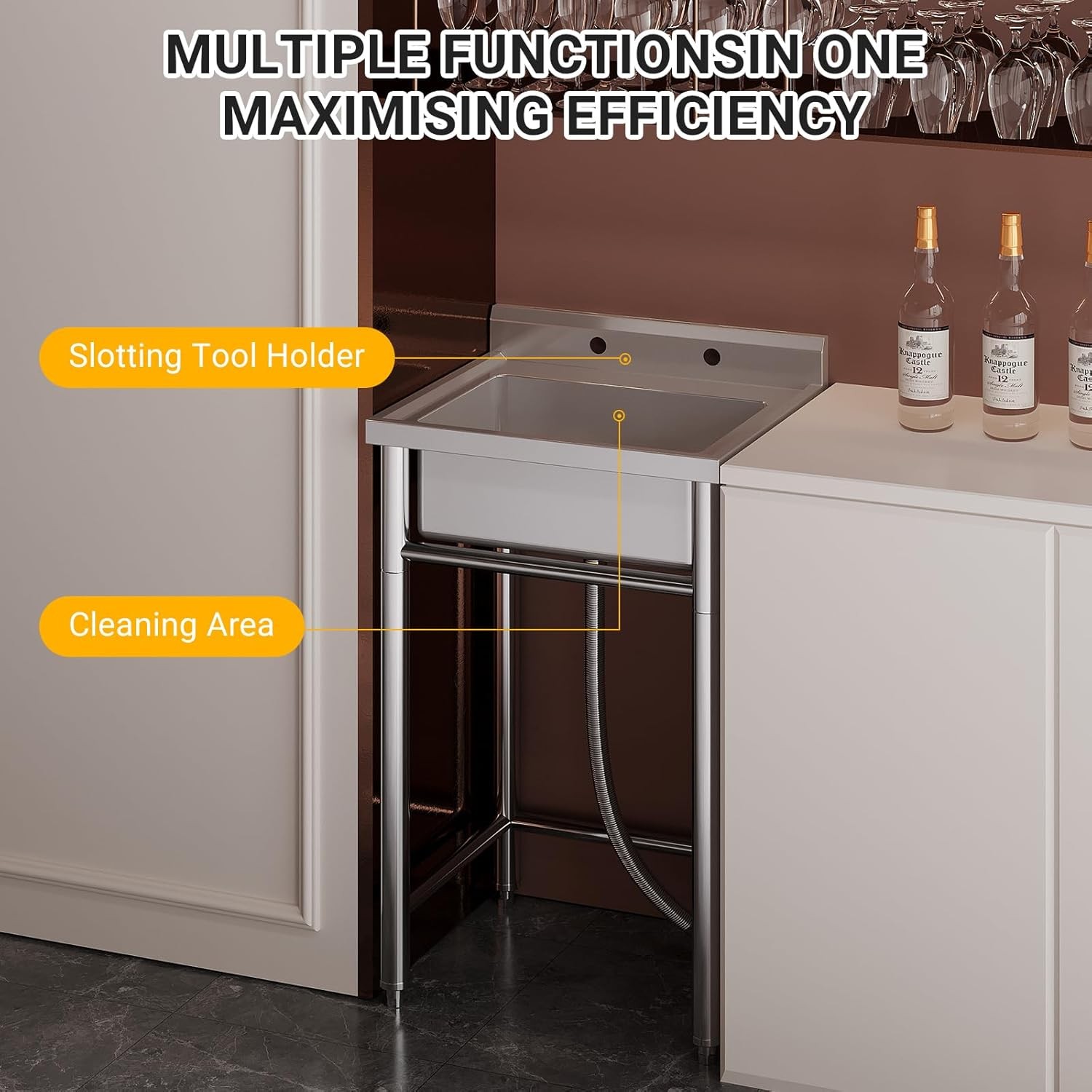 1 Compartment Commercial Sink Stainless Steel Utility Kitchen Prep Table Sink