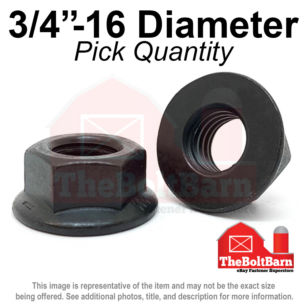 3/4″-16 Grade 8 Smooth Hex Flange Nuts FINE Black Phos & Oil (Pick Qty)