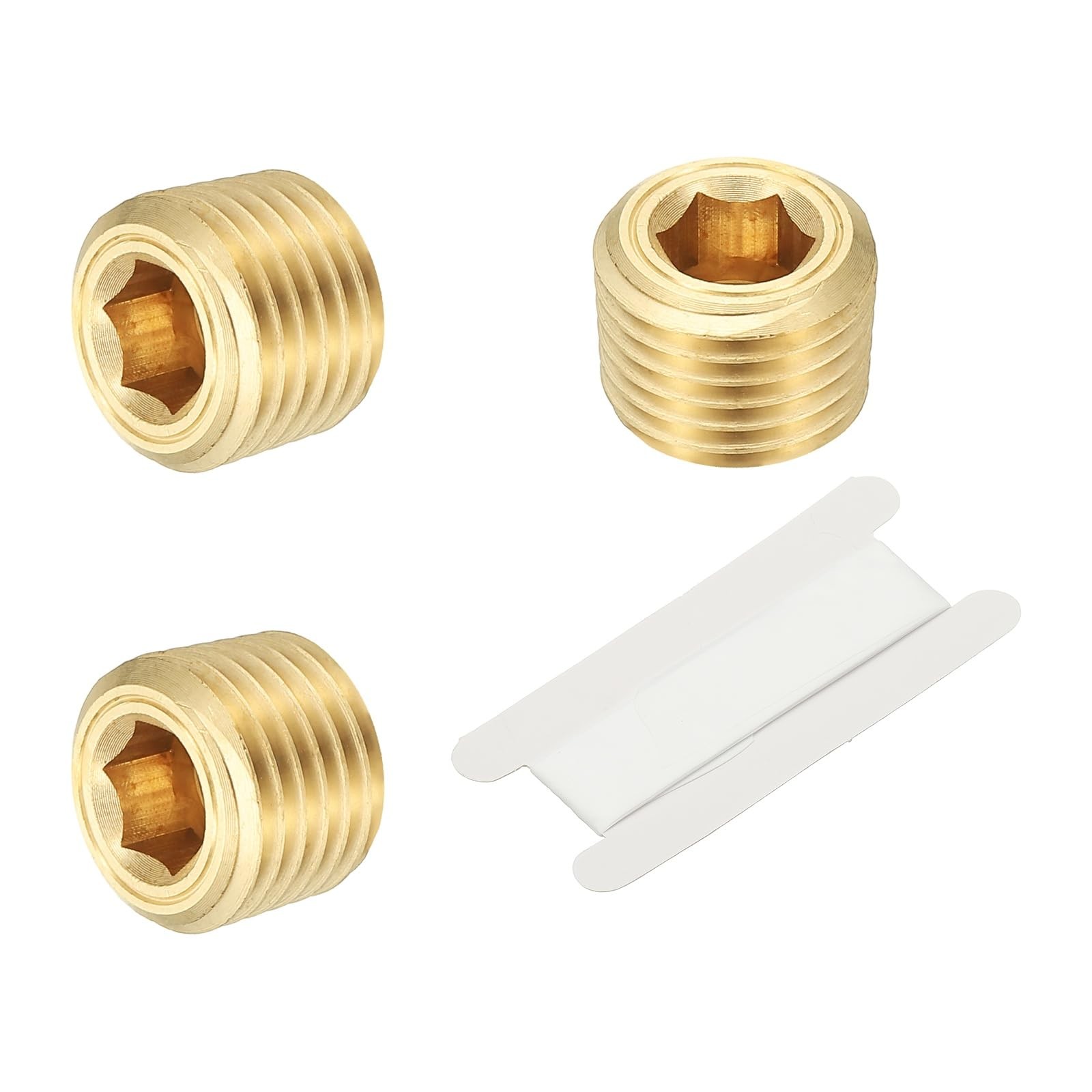 1/4″ NPT Male Internal Hex Pipe Fitting, 3 Pcs Brass Pipe Plug Fitting Assort…