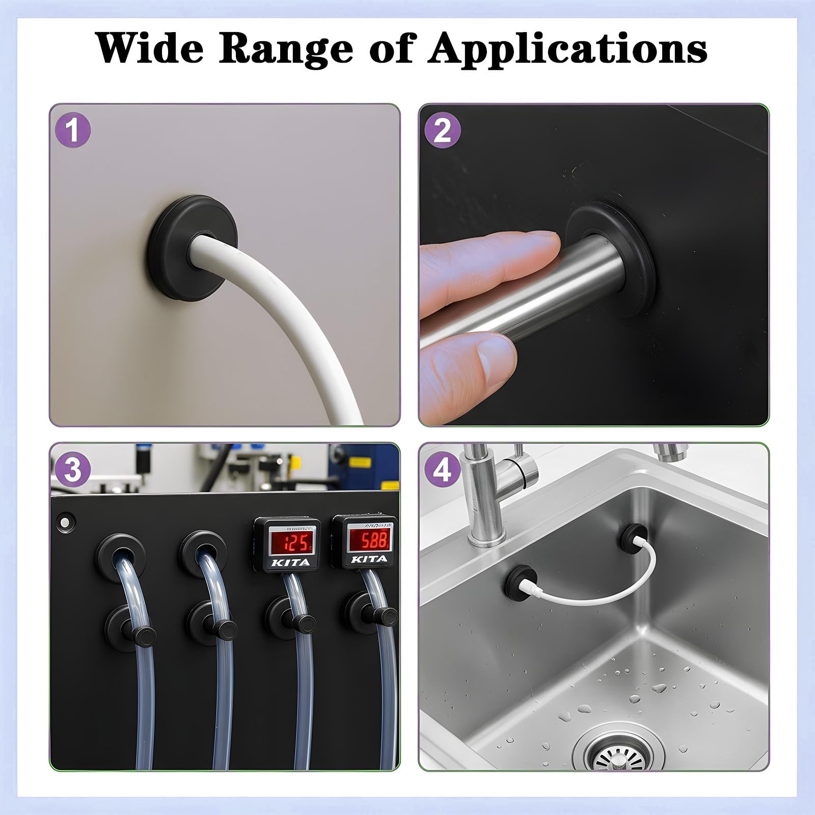 115 PCS T-Type Rubber Grommet Kit for Wiring Assortment, 6 Sizes Waterproof W…