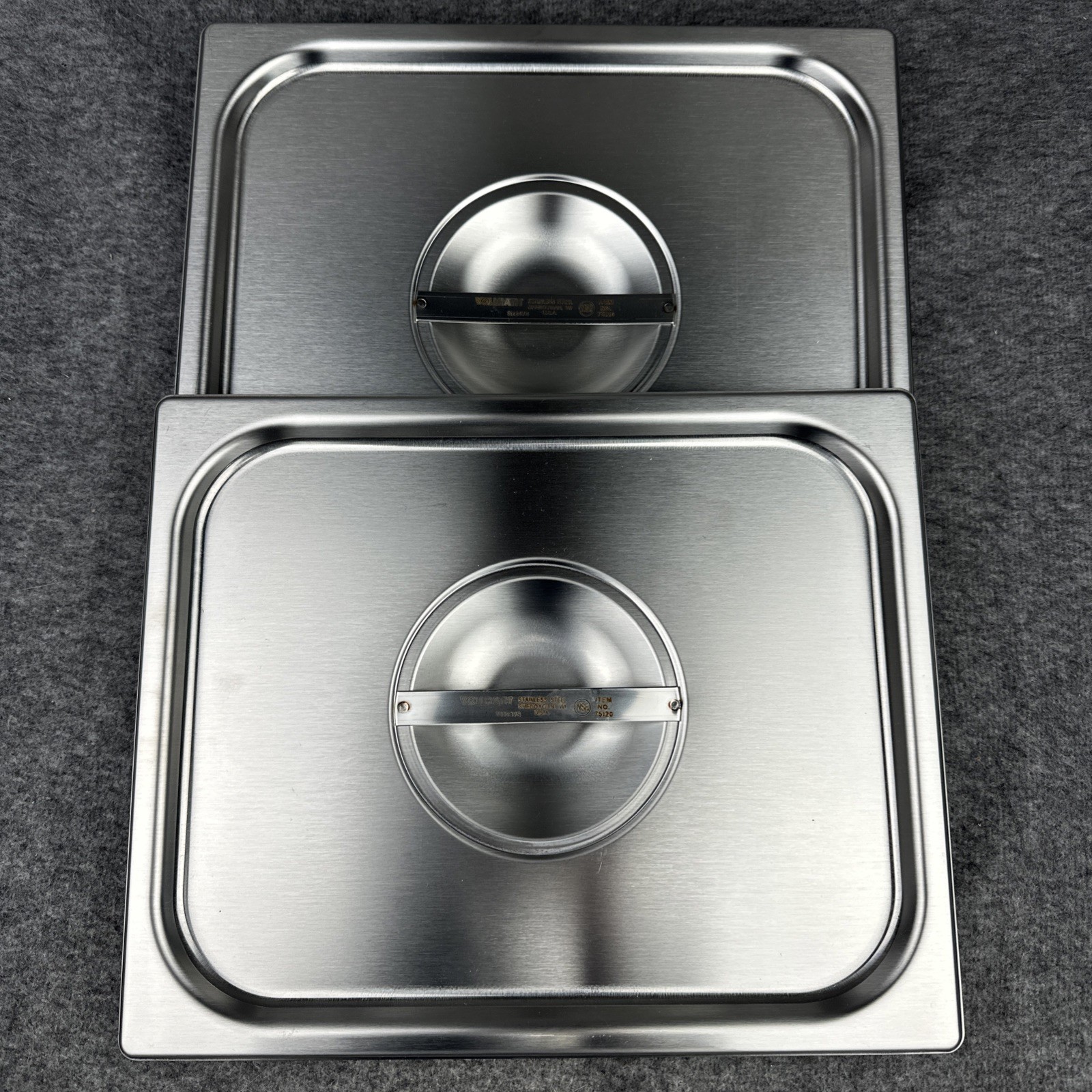 VOLLRATH 12.8″ Long x 10.4″ Wide Rectangular Stainless Steel Lid Set of 2 READ!