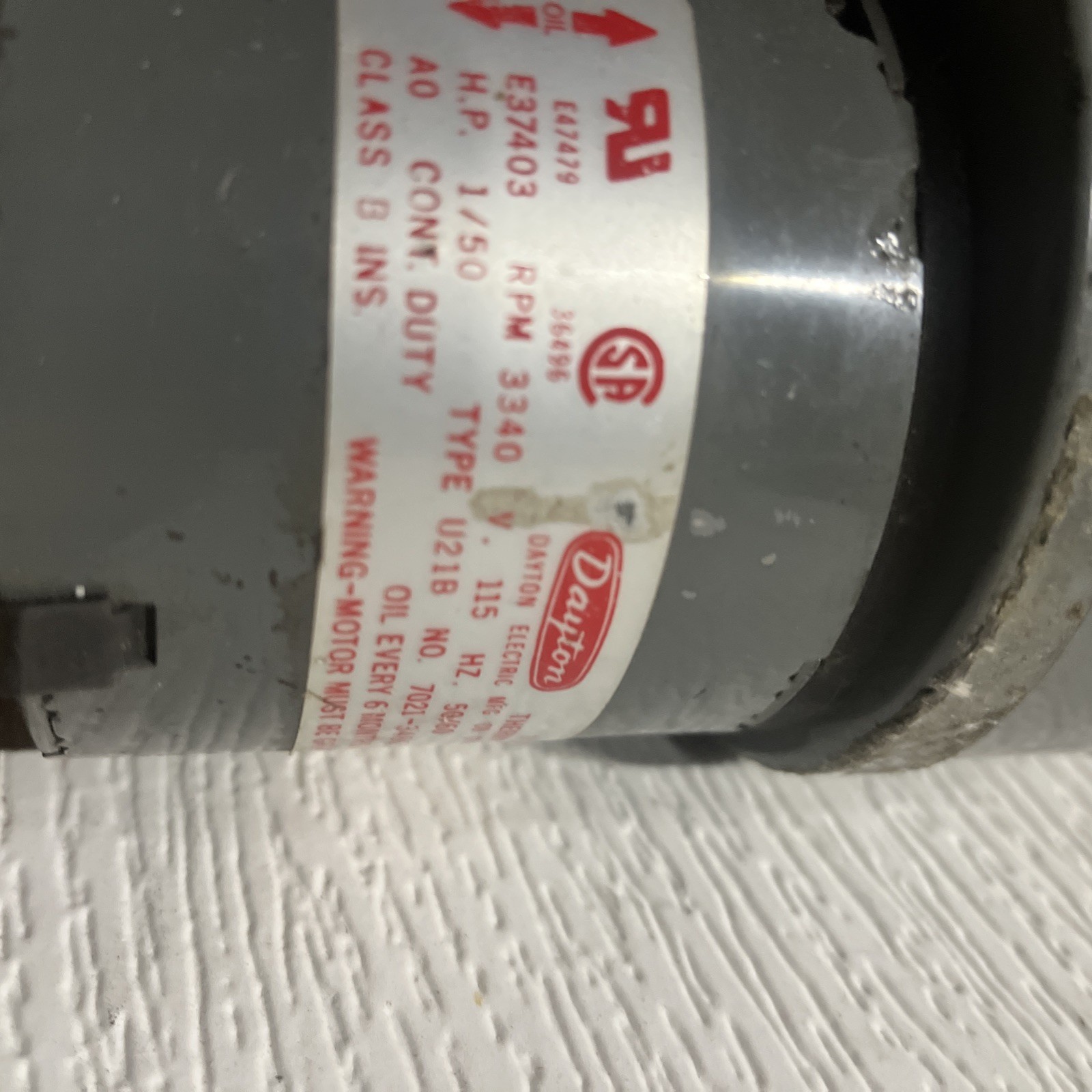 Dayton E47479/E37403 Shaded Pole Motor 3M571 1/15HP 1550-1000RPM 115V-Used